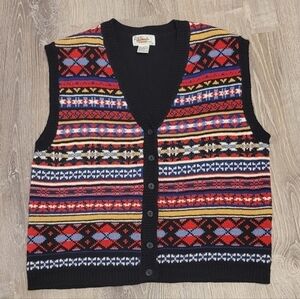All Points By Reference Point VTG 80s Knit‎ Cardigan Vest Size Large
